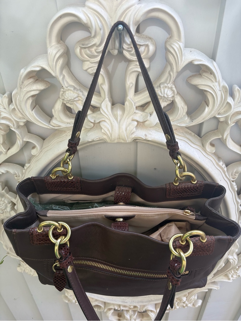 Vintage Coach Dark Brown Leather Penelope carry all satchel - Picture 5 of 10